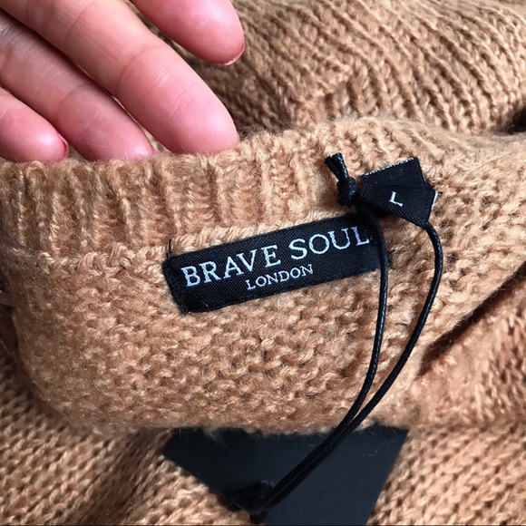 🍂 BRAVE SOUL TAN KNIT PUFF SLEEVE SWEATER! - Picture 5 of 15